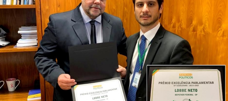 Lobbe Neto recebe prêmio de melhor parlamentar do Estado de São Paulo da atual Legislatura